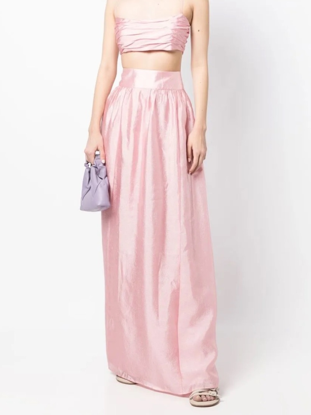 Reformation Soft Pink Shimmer Maxi Skirt